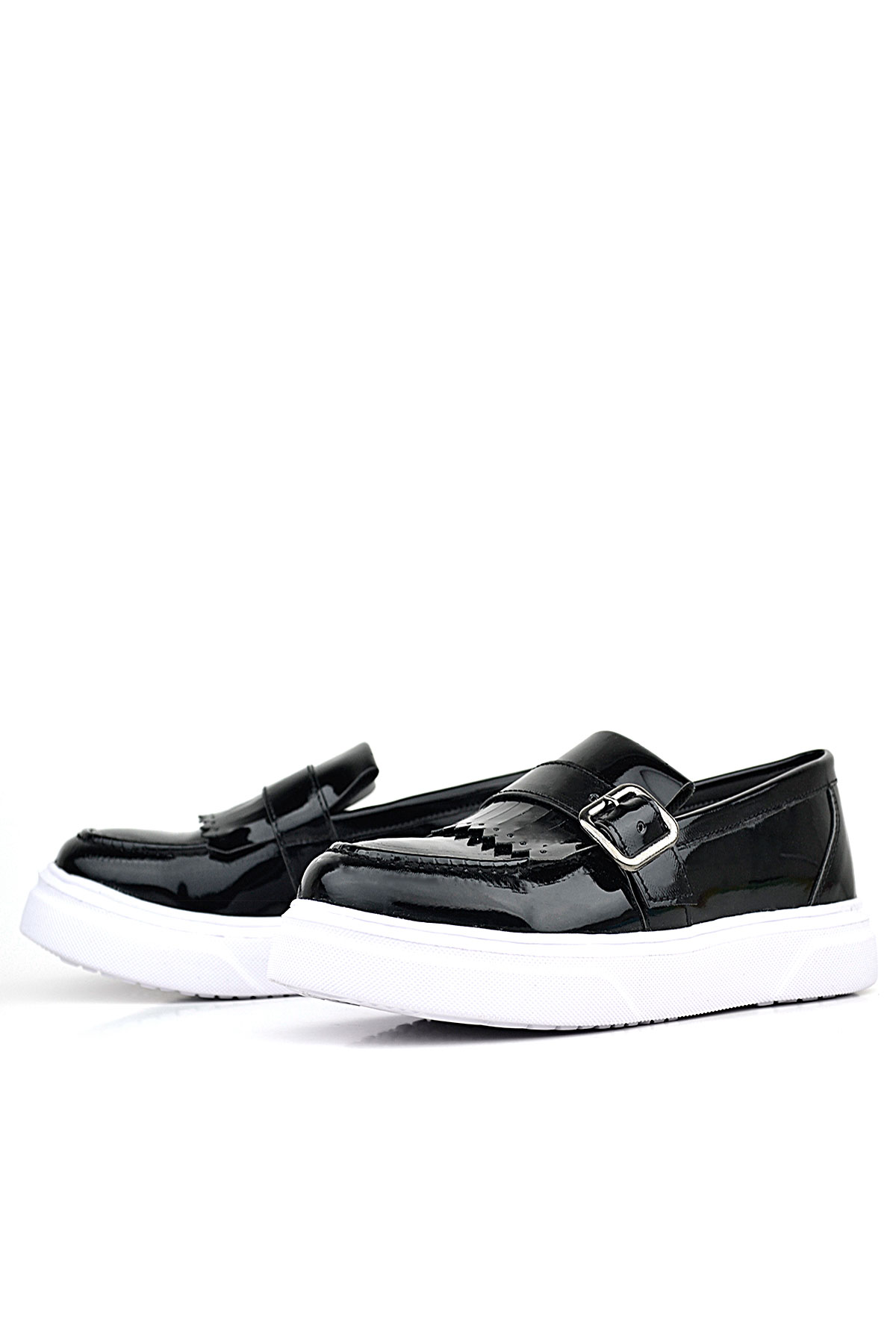 Rakerplus Siyah Rugan Erkek Çocuk Tokalı Loafer Ayakkabı