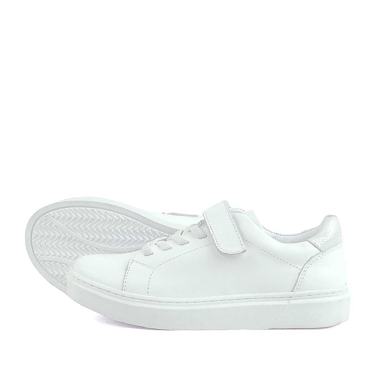 Rakerplus Hakiki Deri Beyaz Cırtlı Bağcıklı Kız Çocuk Sneakers