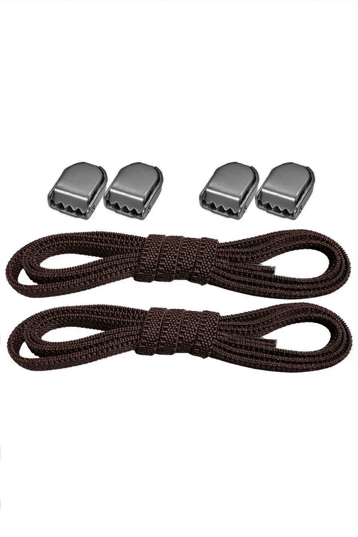 Akıllı Kilitli Ayarlanabilir 1 Çift Kahverengi 6 MM Lastik Pratik Bağcık