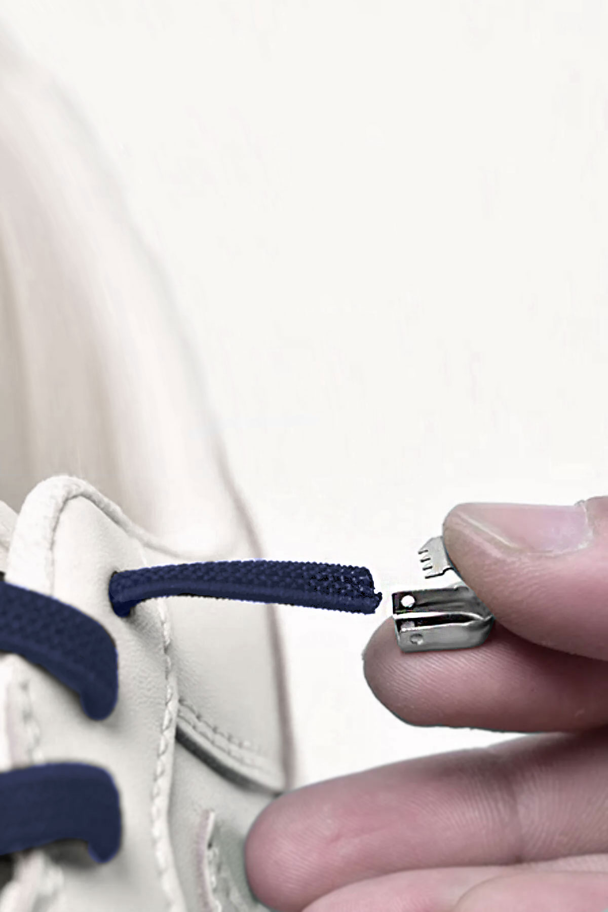 Akıllı Kilitli Ayarlanabilir Lacivert 6 MM Lastik Pratik Bağcık 1 Çift