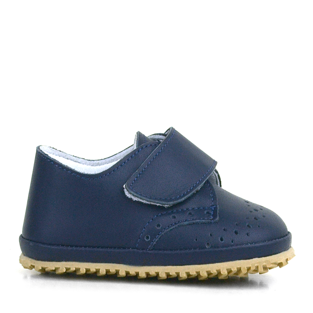 Hakiki Deri Lacivert Cırtlı Bebek Patik Ayakkabı