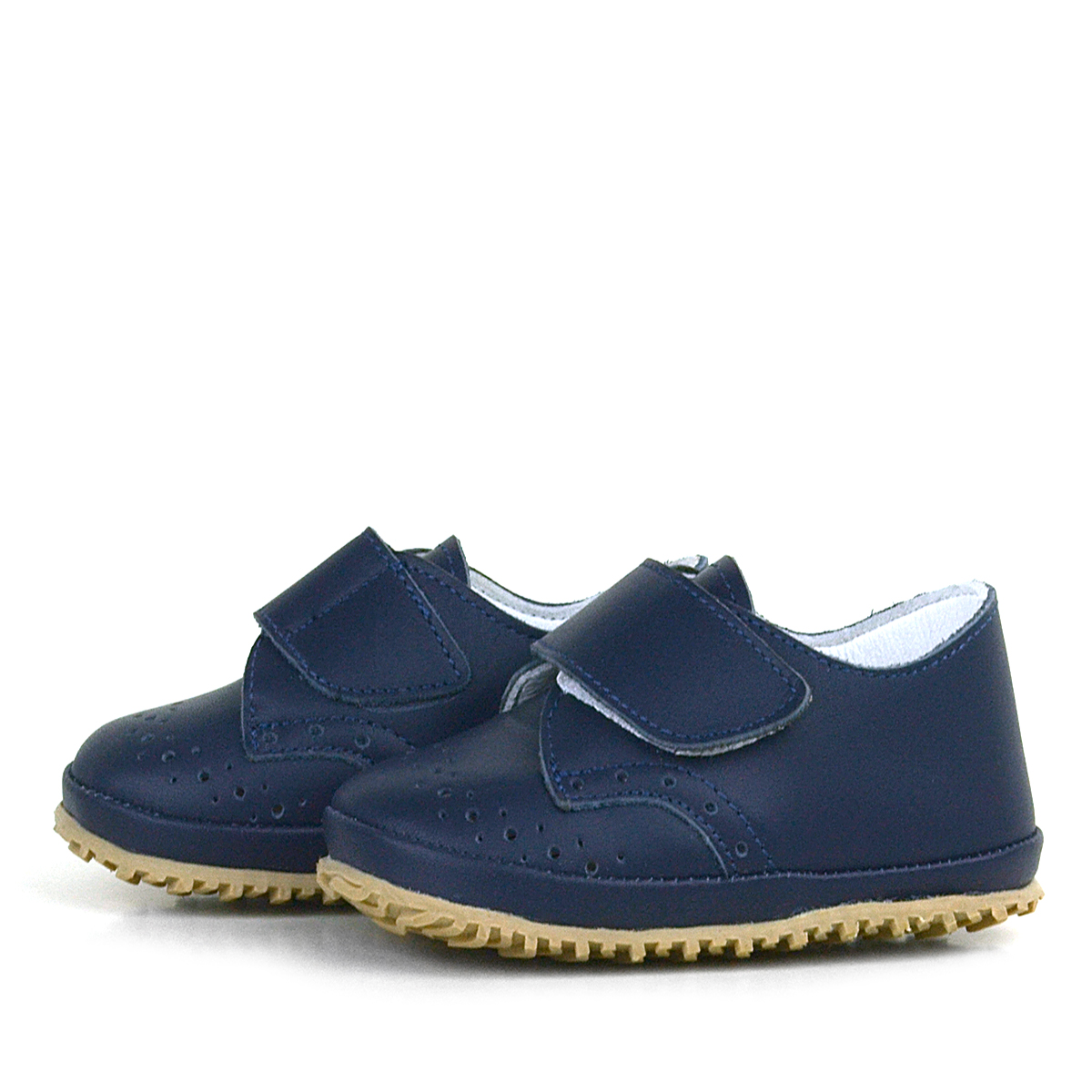 Hakiki Deri Lacivert Cırtlı Bebek Patik Ayakkabı