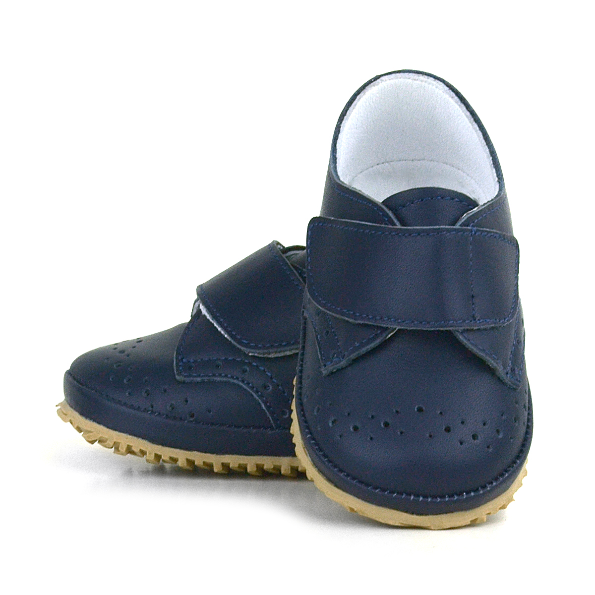 Hakiki Deri Lacivert Cırtlı Bebek Patik Ayakkabı