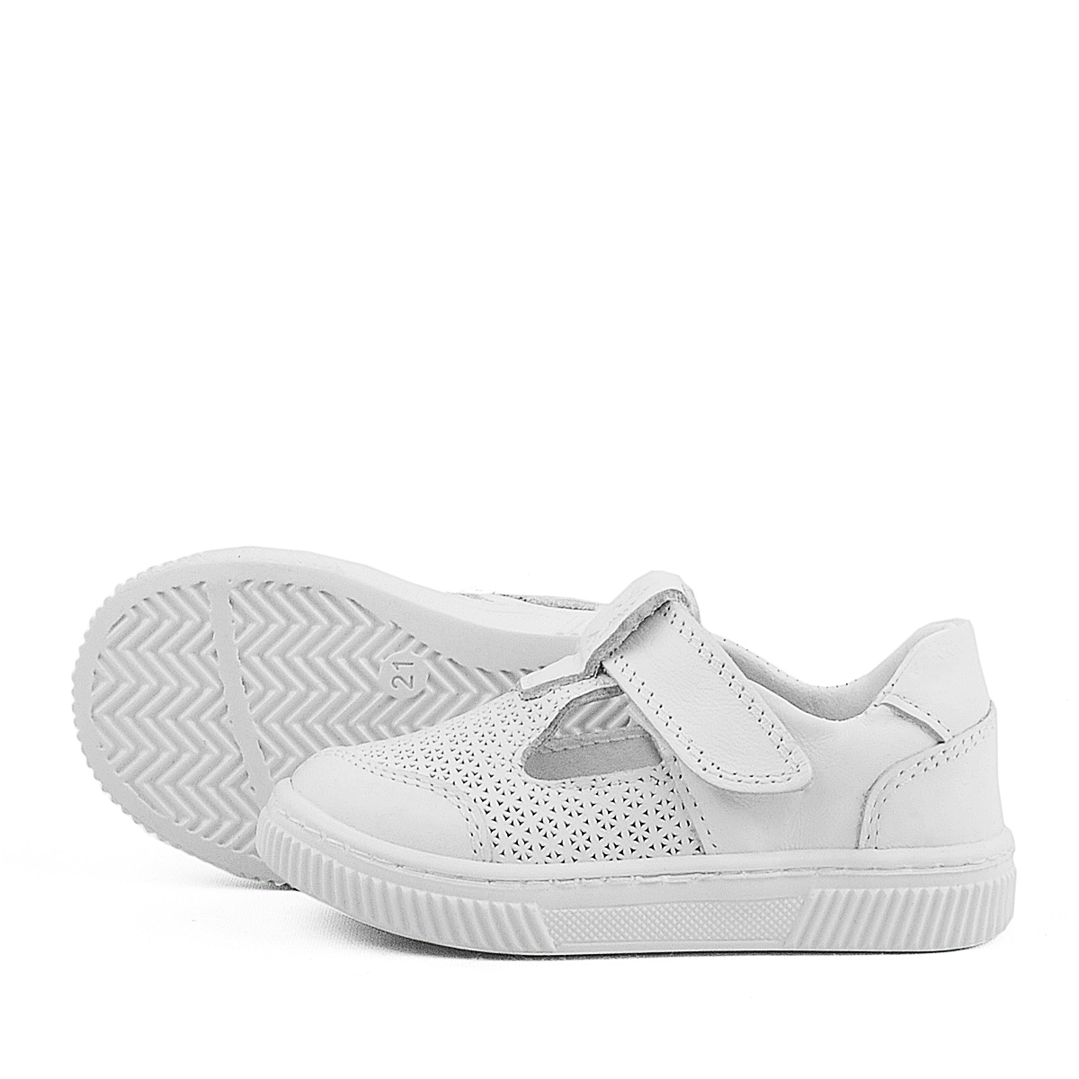 Rakerplus Bheem Hakiki Deri Beyaz Cırtlı Bebek Sneaker Sandalet