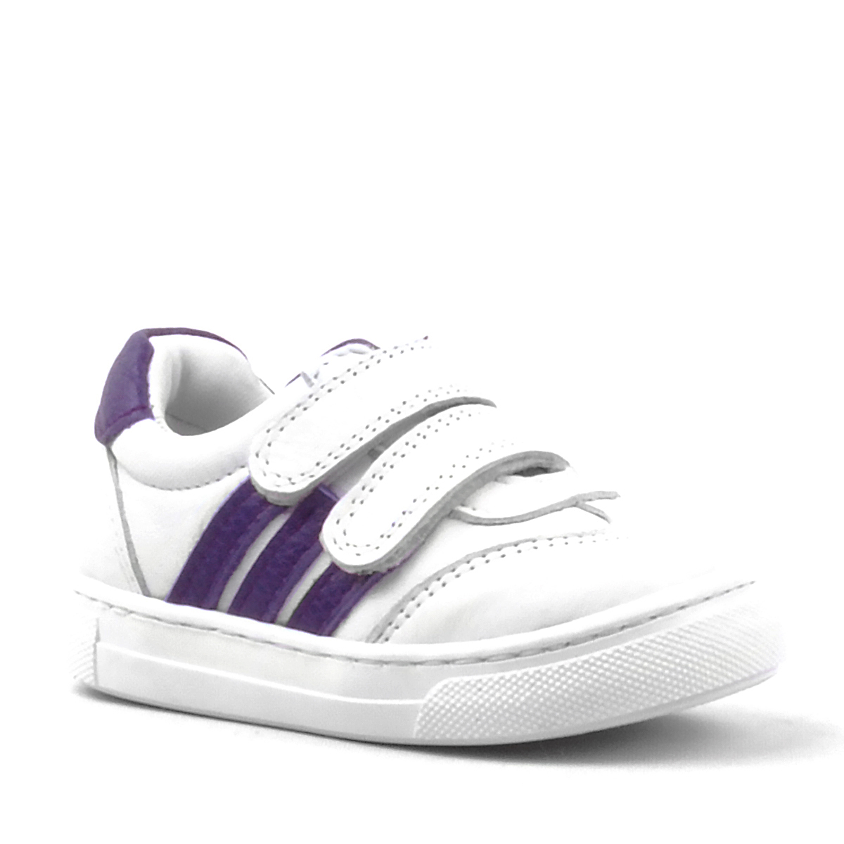 Rakerplus Paw Hakiki Deri Beyaz-Mor Cırtlı Bebek Spor Ayakkabı Sneaker